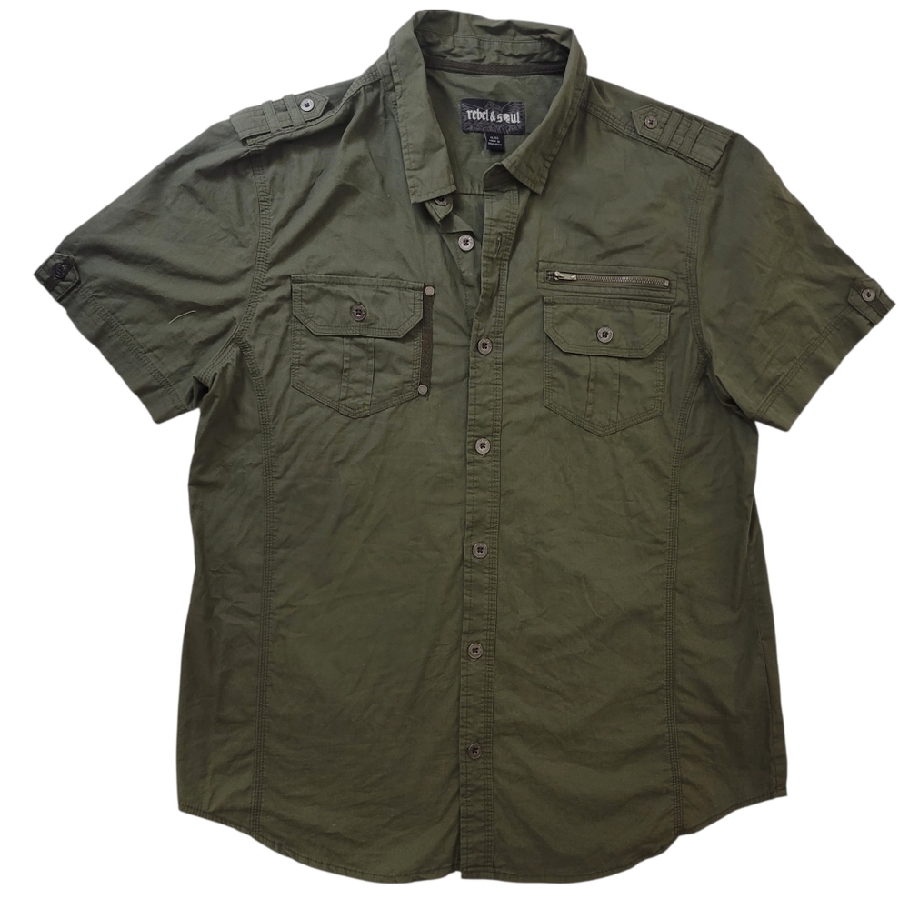 Rebel & Soul Army Green Utility Shirt XL